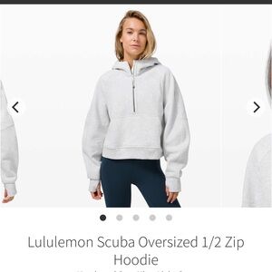 Lululemon Scuba Oversized 1/2 Zip Hoodie
Heathered Core Ultra Light Grey